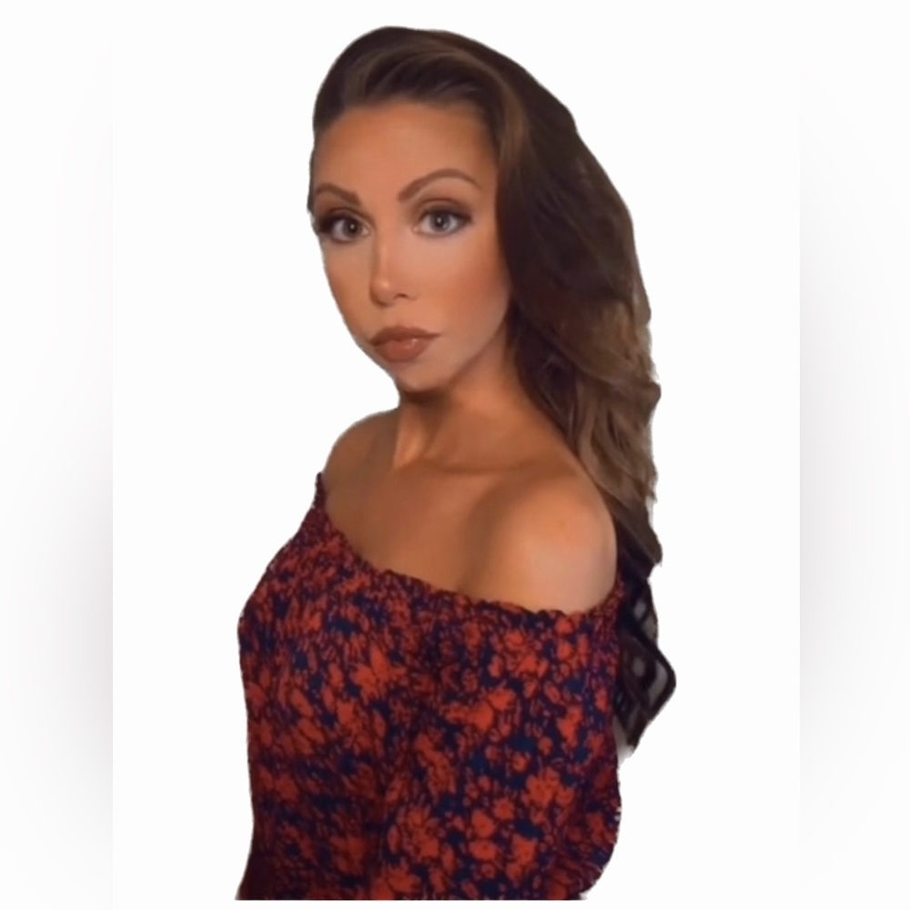Express off the shoulder red floral top with sleeves size small